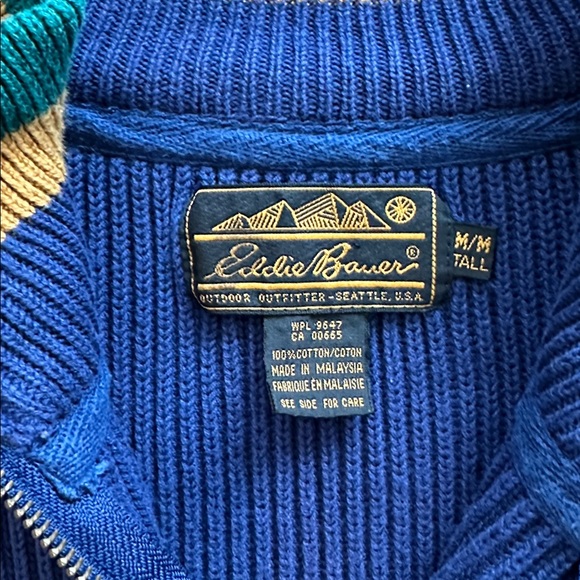 Vtg 90s Eddie Bauer shaker knit 1/4 zip sweater - Picture 3 of 5